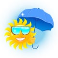 Smiling sun holding an umbrella Royalty Free Stock Photo